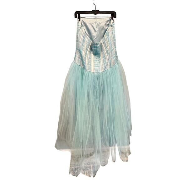 Vintage Scott McClintock Womens Maxi Dress Size 16 Blue Plaid Tulle 80s Costume - Picture 4 of 11